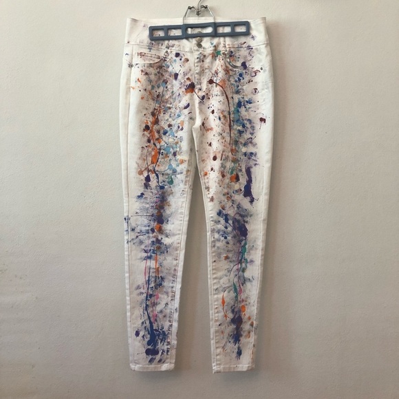 WAX Jeans Paint splatter white Jeans. Butt I love you Abstract High Waist. PRIDE - Picture 15 of 15